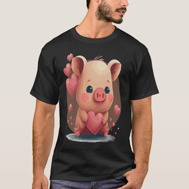 Valentines Day Cute Pig Farmer Pet Pig Animal T-Shirt (Vorderseite)