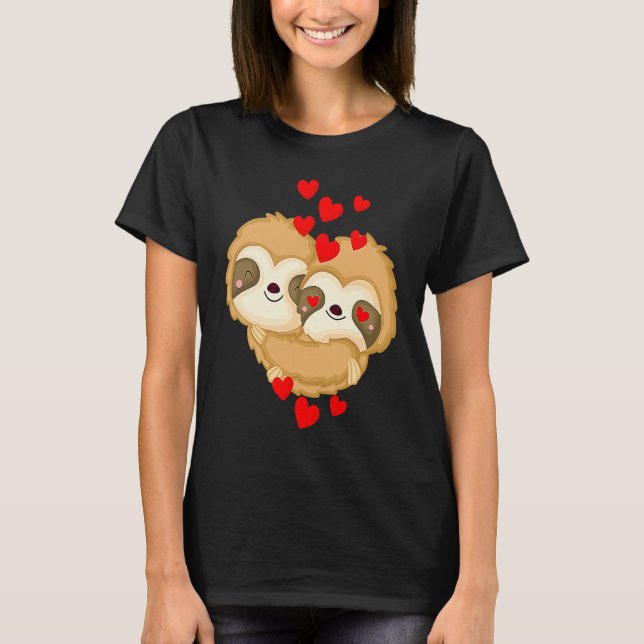 Valentines Day Cute Sloth  Boyfriend Girlfriend T-Shirt (Vorderseite)