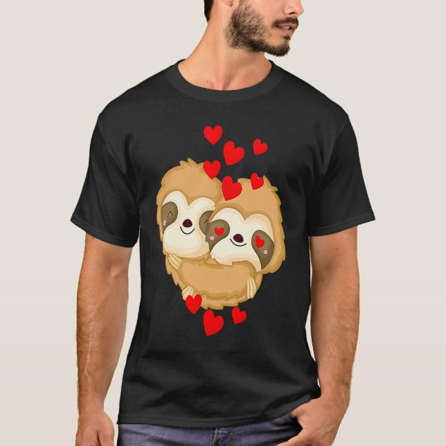 Valentines Day Cute Sloth  Boyfriend Girlfriend T-Shirt (Vorderseite)