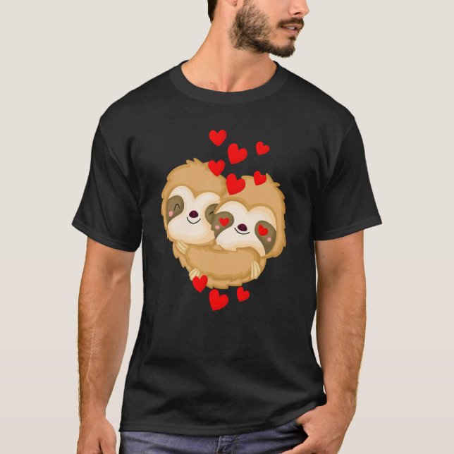 Valentines Day Cute Sloth  Boyfriend Girlfriend T-Shirt (Vorderseite)