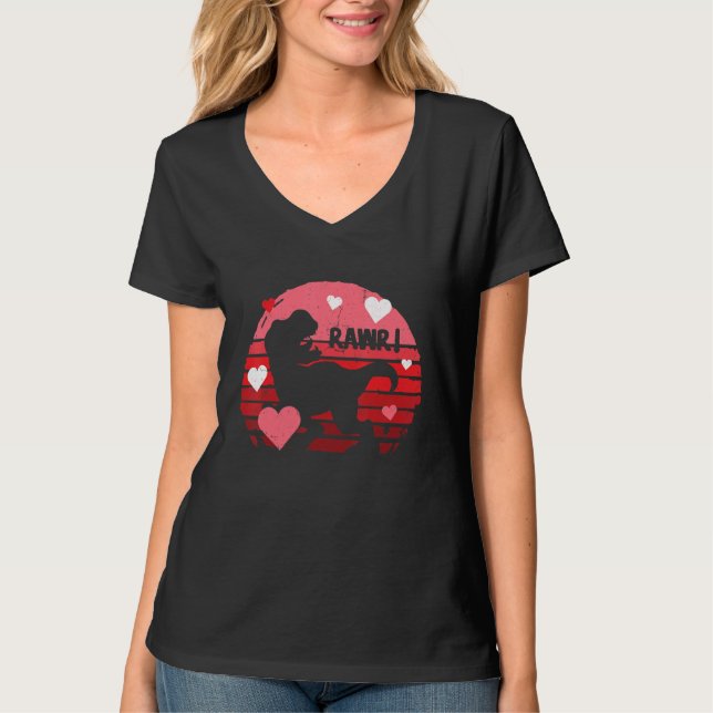 Valentines Day Dinosaur I Steal Hearts Boys Men Lo T-Shirt (Vorderseite)