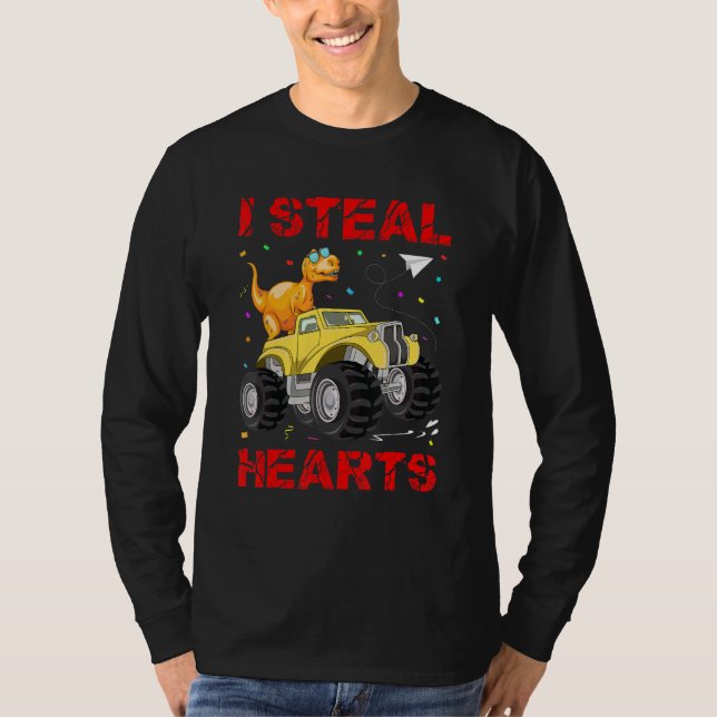 Valentines Day Dinosaur I Steal Hearts Cute Valent T-Shirt (Vorderseite)