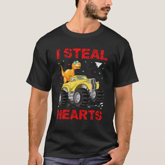 Valentines Day Dinosaur I Steal Hearts Cute Valent T-Shirt (Vorderseite)