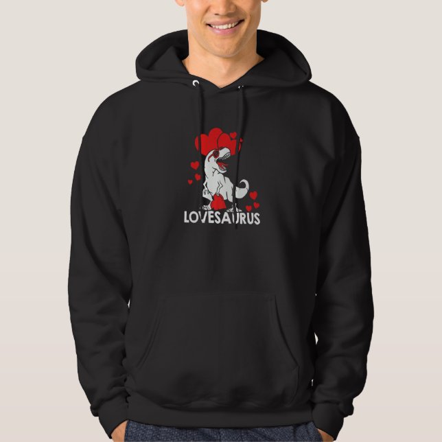 Valentines Day Dinosaur Lovesaurus Hearts Boys Gir Hoodie (Vorderseite)