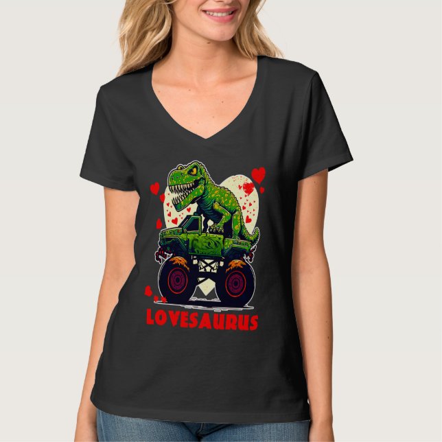 Valentines Day Dinosaur Rex Boys Valentine Kids Lo T-Shirt (Vorderseite)