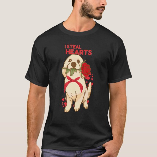 Valentine's Day Dog I Steal Hearts Retriever T-Shirt (Vorderseite)