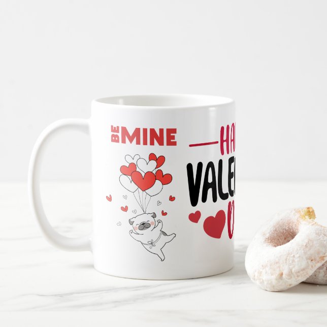 Valentine's Day DogLove Heart Kaffeetasse (Mit Donut)