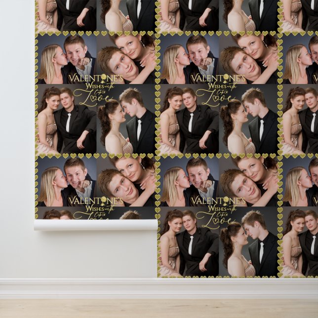 Valentine's Day Elegant Gold Photo Collage  Tapete (Anwendung)