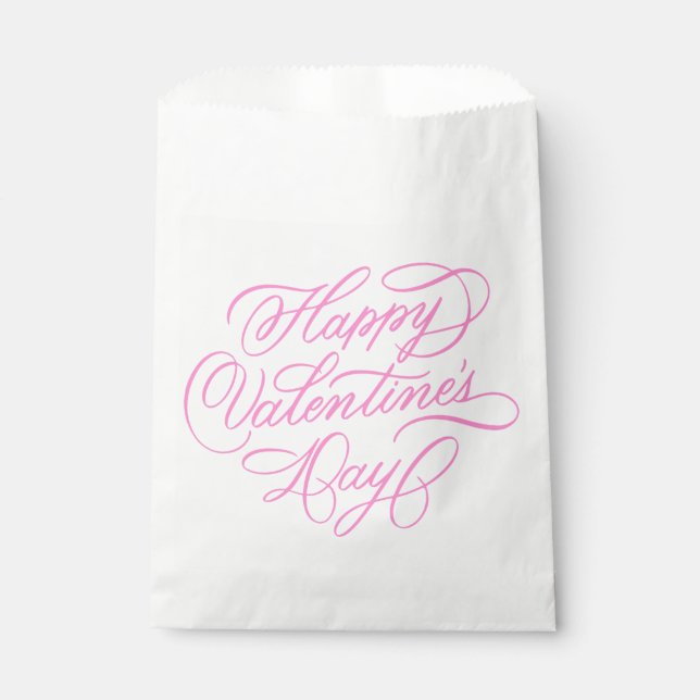 Valentines Day Elegant Pink Calligraphy  Geschenktütchen (Vorderseite)