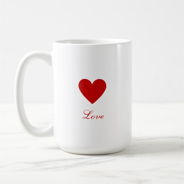 Valentine's Day Elegant Red Heart Love Kaffeetasse (Links)