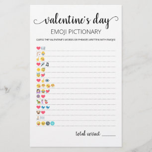 Valentine's day Emoji Pictionary game with Answers