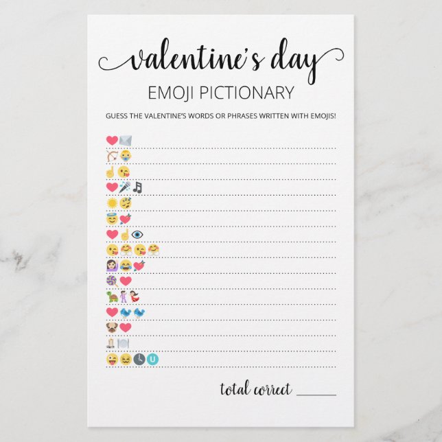 Valentine's day Emoji Pictionary game with Answers (Vorderseite)