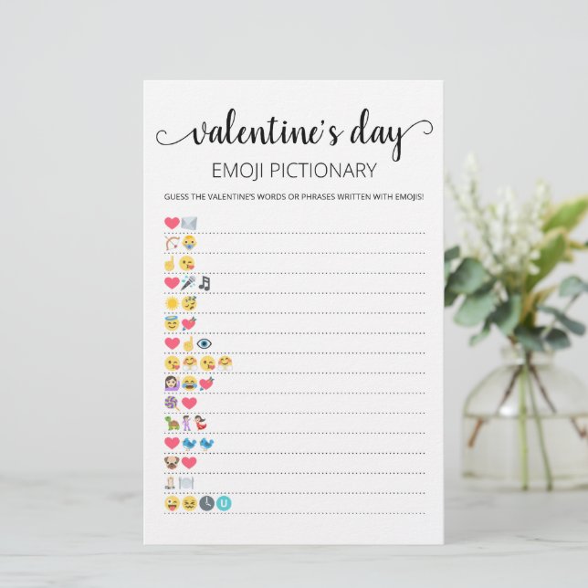 Valentine's day Emoji Pictionary game with Answers (Stehend Vorderseite)