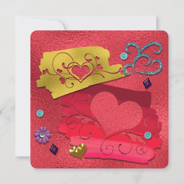 Valentine's Day Faux Gold Foil Embellishments Cute (Vorderseite)
