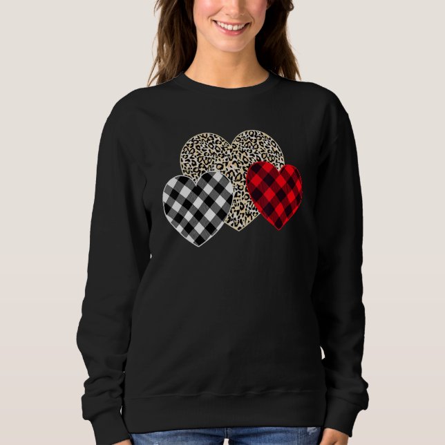 Valentines Day For Girls Funny Hearts Love Leopard Sweatshirt (Vorderseite)