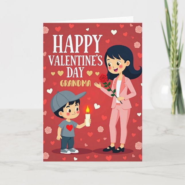 Valentines Day For Grandma Card Karte (Vorderseite)