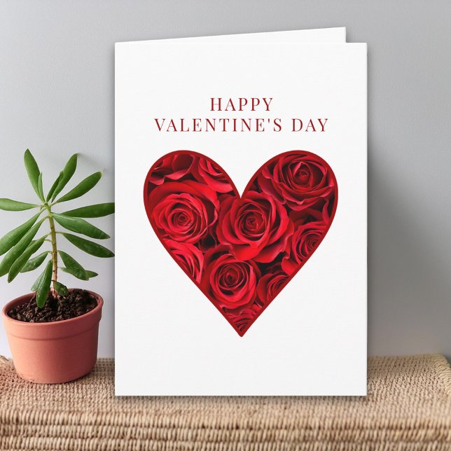 Valentine's Day for Wife, Romantic Red Roses Heart Karte (Von Creator hochgeladen)