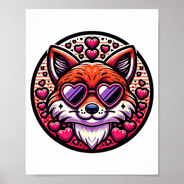 Valentines Day Fox And Matching Couples Foxes  Poster (Vorne)