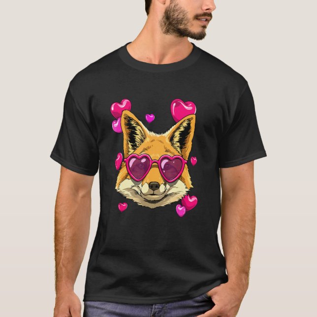 Valentines Day Fox Heart Love Day Couples Fox  Hun T-Shirt (Vorderseite)