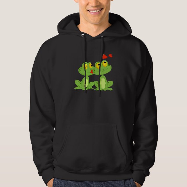 Valentines Day Frogs Heart Boyfriend Girlfriend Hoodie (Vorderseite)