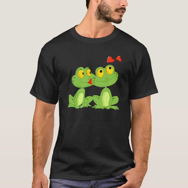 Valentines Day Frogs Heart Boyfriend Girlfriend T-Shirt (Vorderseite)