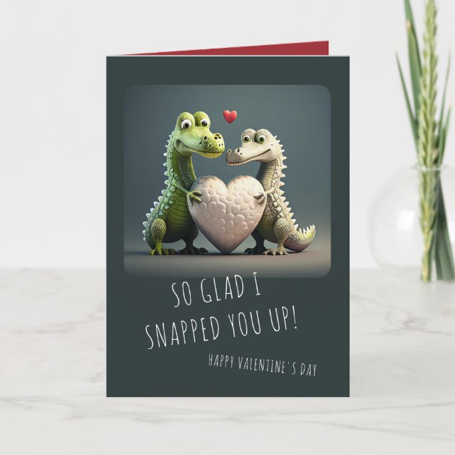 Valentine's Day Funny Alligator Crocodile Couple Karte (Vorderseite)