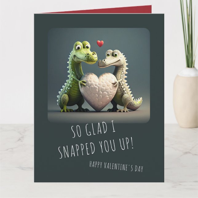 Valentine's Day Funny Alligator Crocodile Couple Karte (Vorderseite)