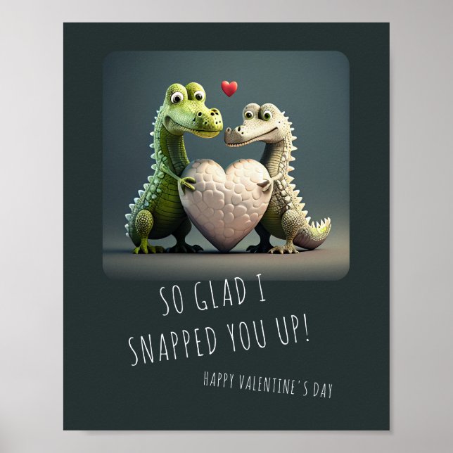 Valentine's Day Funny Alligator Crocodile Couple Poster (Vorne)