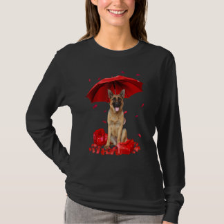 Valentines Day German Shepherd Umbrella Heart Pupp T-Shirt