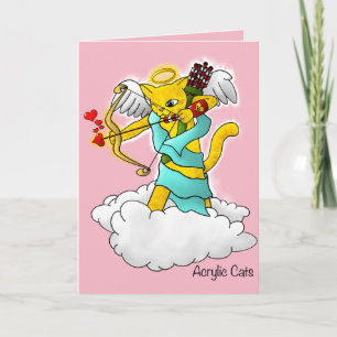 Valentine's Day Ginger Yellow Cupid Cat Feiertagskarte