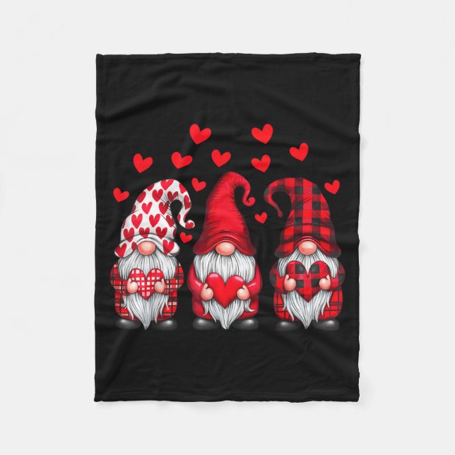 Valentines Day Gnomes Cute Red Hearts Love Gnome W Fleecedecke (Vorderseite)