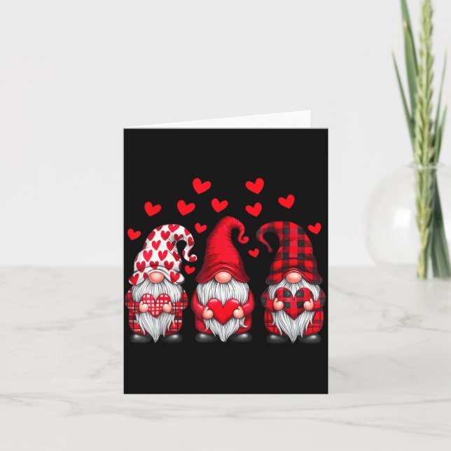 Valentines Day Gnomes Cute Red Hearts Love Gnome W Karte (Vorderseite)