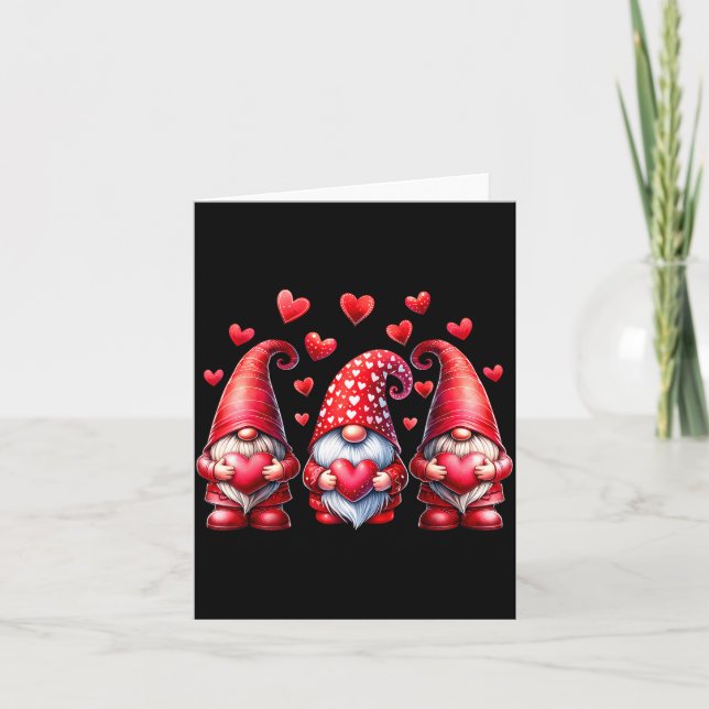 Valentines Day Gnomes Cute Red Hearts Love Gnome W Karte (Vorderseite)