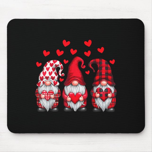 Valentines Day Gnomes Cute Red Hearts Love Gnome W Mousepad (Vorne)