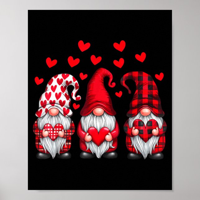 Valentines Day Gnomes Cute Red Hearts Love Gnome W Poster (Vorne)
