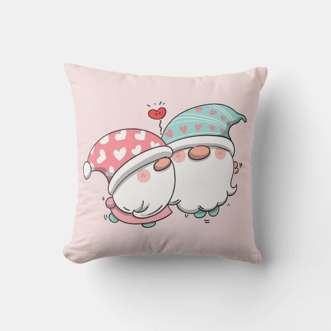Valentine's Day Gnomes Throw Kissen (Vorderseite)