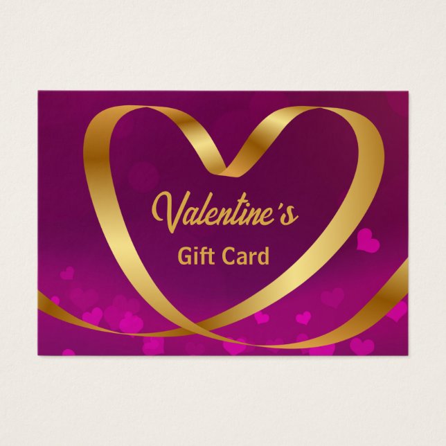 Valentine's Day Gold Herz Band Lila Geschenkkarte (Vorderseite)