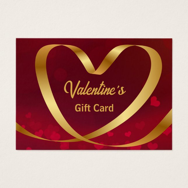Valentine's Day Gold Herz Band Red Gift Card (Vorderseite)