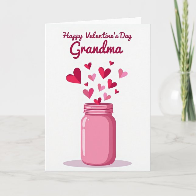Valentines Day Grandma Hearts Card Karte (Vorderseite)