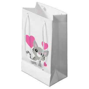 Valentine's Day Gray Kitty Geschenktasche Kleine Geschenktüte