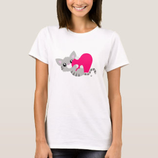 Valentine's Day Gray Kitty White Shirt
