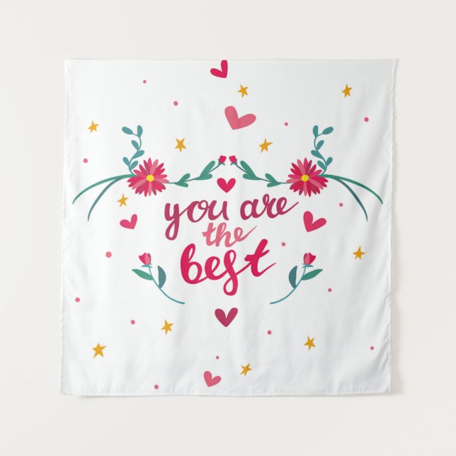 Valentine's day greeting card with hearts,  flower wandteppich (Vorderseite)