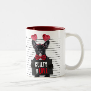 Valentine's Day Guilty Liebe Hund Funny Mugshot Zweifarbige Tasse
