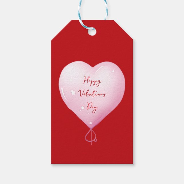 Valentine's Day Happy Herz rosa Drehbuch Geschenkanhänger (Vorderseite)