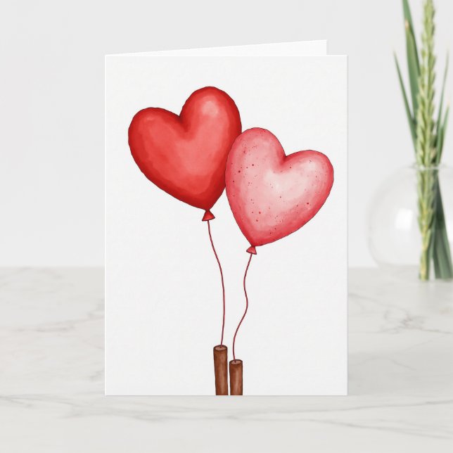 Valentines Day Heart Balloons Card Karte (Vorderseite)