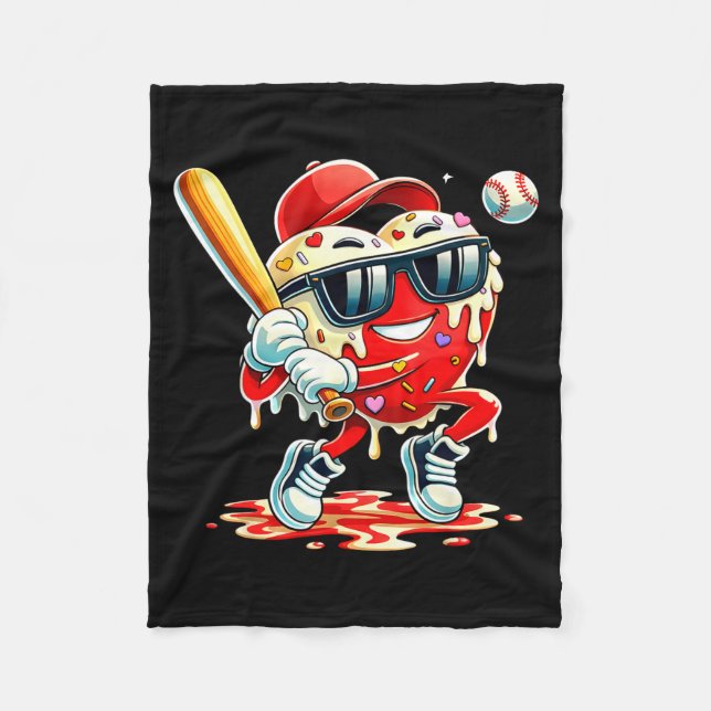 Valentines Day Heart Baseball Drip Ice Cream Boys  Fleecedecke (Vorderseite)