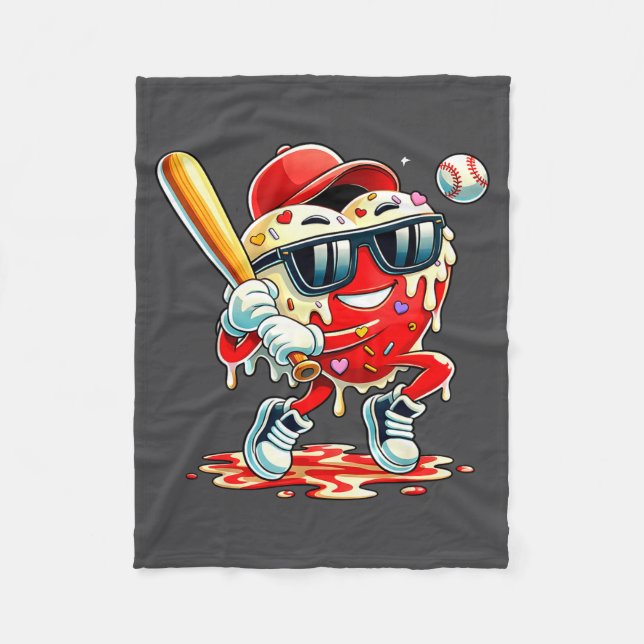 Valentines Day Heart Baseball Drip Ice Cream Boys  Fleecedecke (Vorderseite)
