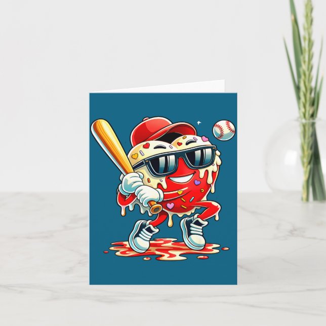 Valentines Day Heart Baseball Drip Ice Cream Boys  Karte (Vorderseite)