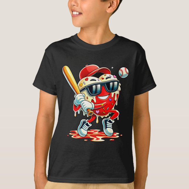 Valentines Day Heart Baseball Drip Ice Cream Boys  T-Shirt (Vorderseite)