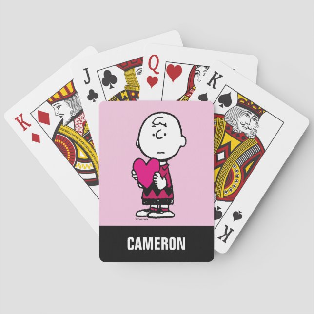 Valentine's Day Heart Charlie Brown Spielkarten (Rückseite)